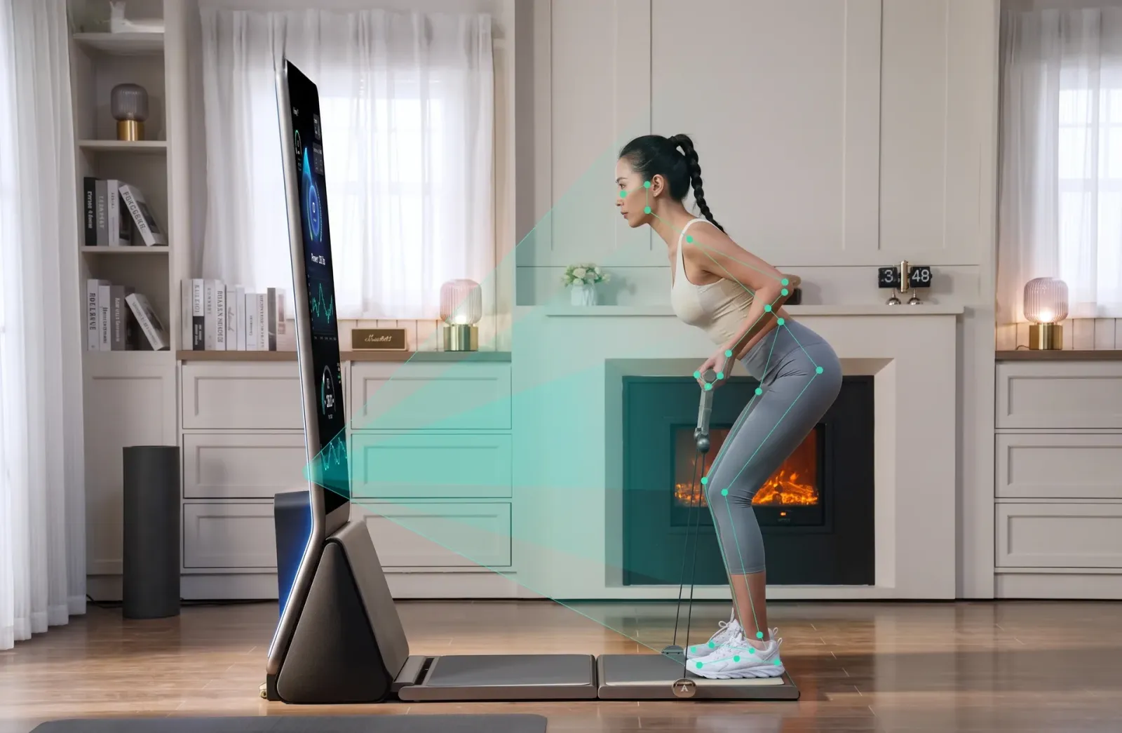 Woman training with real-time 3D body-point tracking